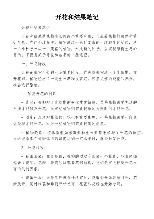 开花和结果笔记