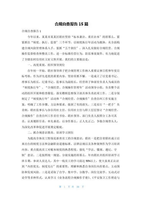 合规自查报告15篇