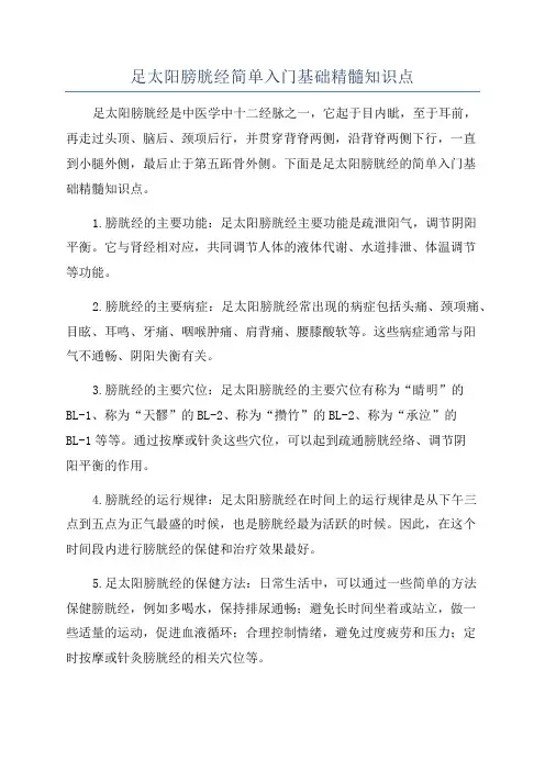 足太阳膀胱经简单入门基础精髓知识点