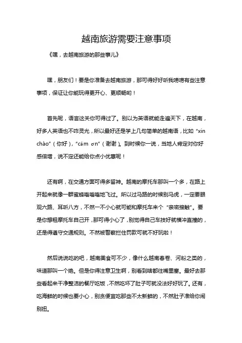 越南旅游需要注意事项