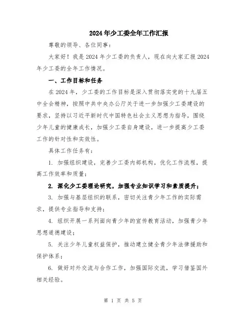 2024年少工委全年工作汇报