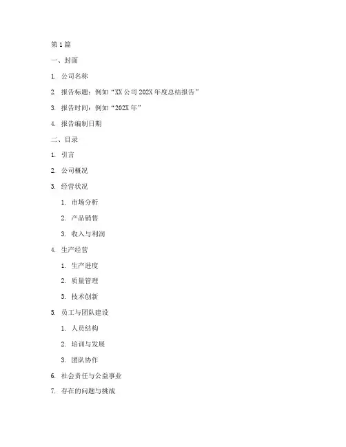 公司年度总结报告框架(3篇)
