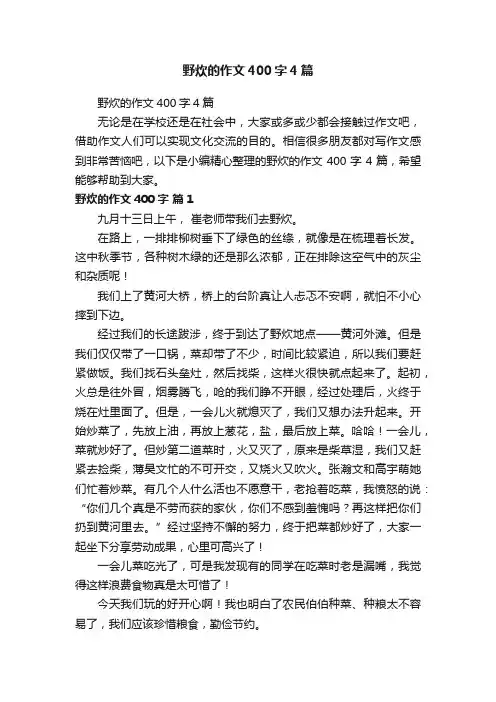 野炊的作文400字4篇
