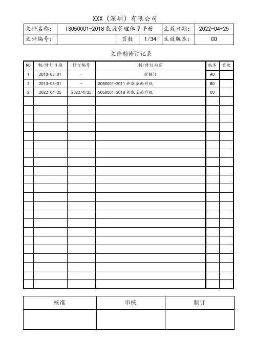 ISO50001-2018能源管理体系手册
