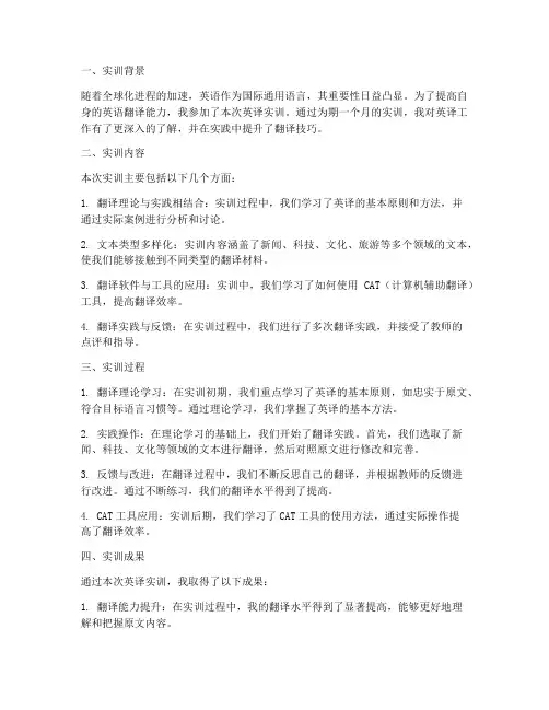 英译实训报告总结