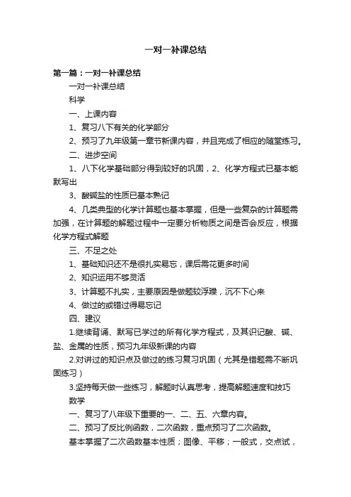 一对一补课总结