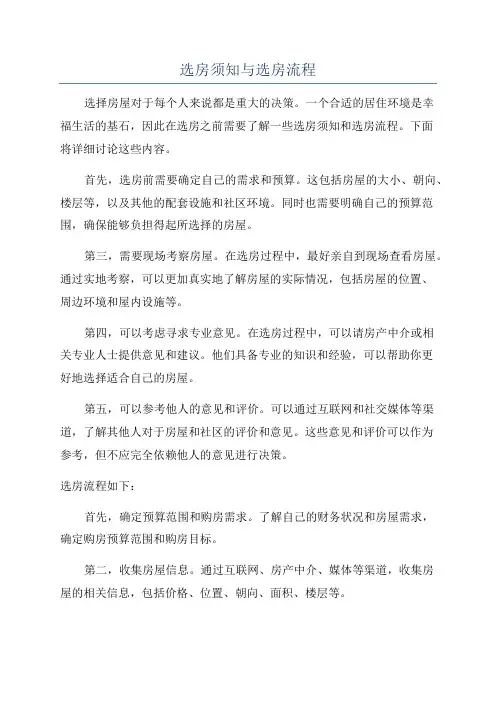 选房须知与选房流程