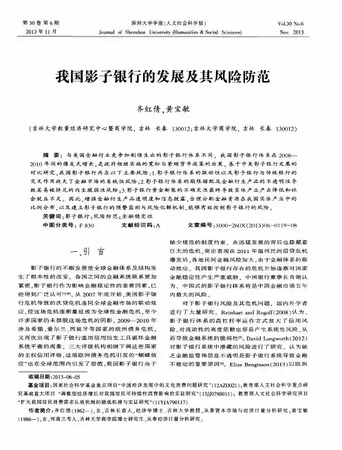 我国影子银行的发展及其风险防范