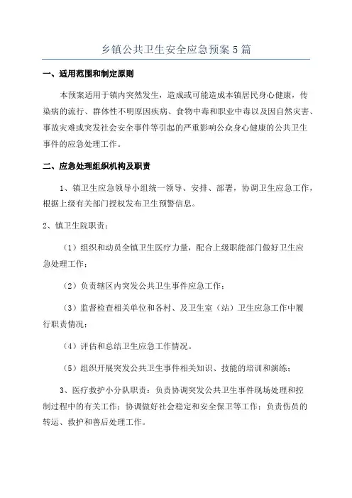 乡镇公共卫生安全应急预案5篇