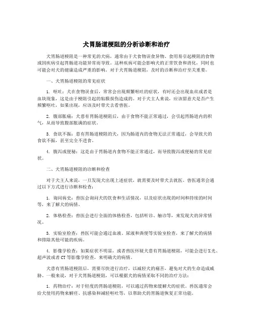 犬胃肠道梗阻的分析诊断和治疗