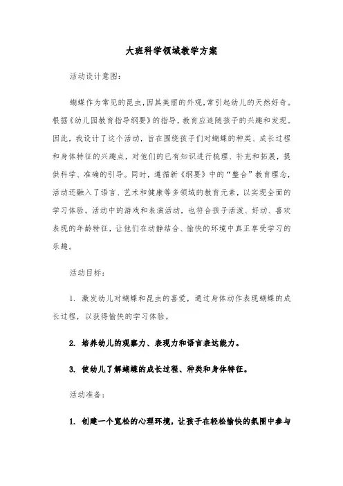 大班科学领域教学方案（五篇）