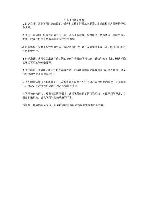 军民飞行计划流程