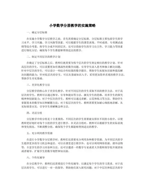 小学数学分层教学的实施策略