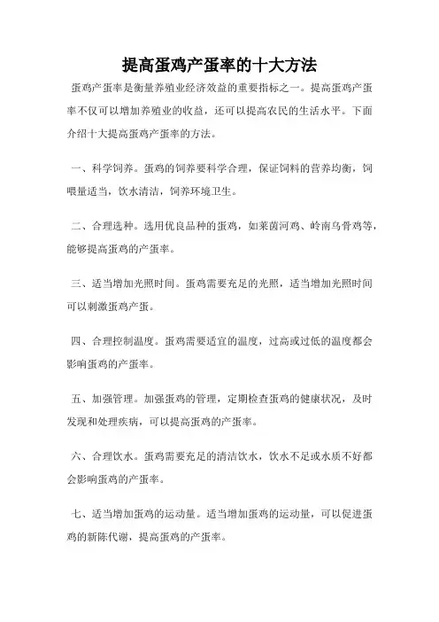 提高蛋鸡产蛋率的十大方法