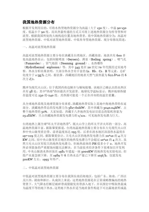 我国地热资源分布