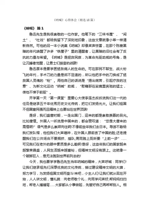 《呐喊》心得体会（精选18篇）