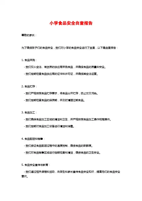 小学食品安全自查报告