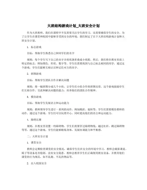 大班结构游戏计划_大班安全计划