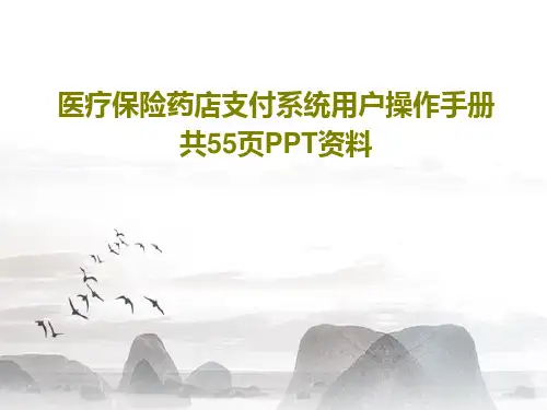 医疗保险药店支付系统用户操作手册 共55页PPT资料57页PPT