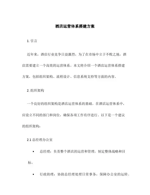 酒店运营体系搭建方案