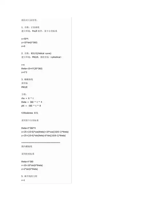 感觉有用的螺旋曲线方程