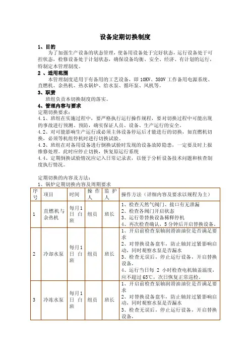设备定期切换制度