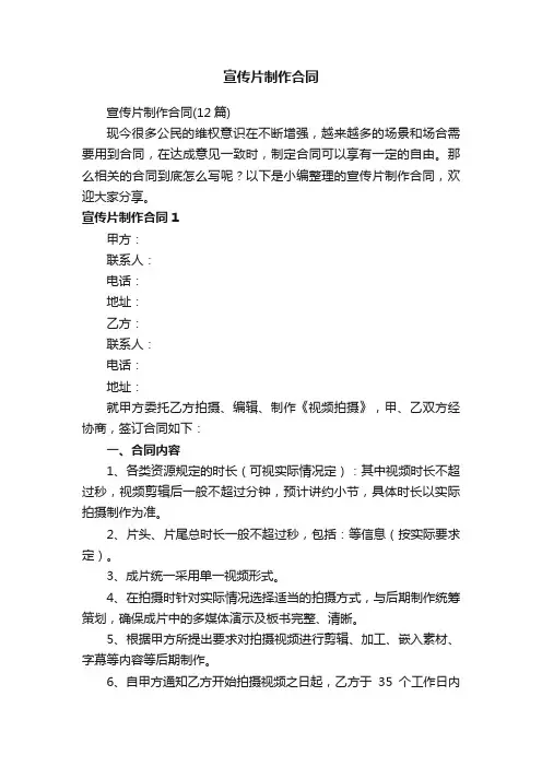 宣传片制作合同