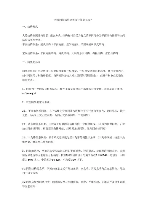 大跨网架结构分类及计算怎么看？  