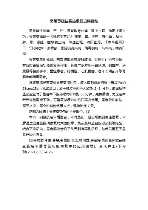 吴茱萸粗盐袋热敷促进肠蠕动