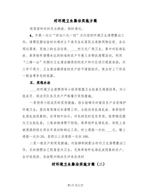 村环境卫生整治实施方案(8篇)