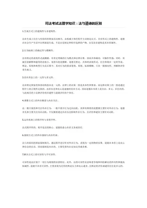 司法考试法理学知识：法与道德的区别