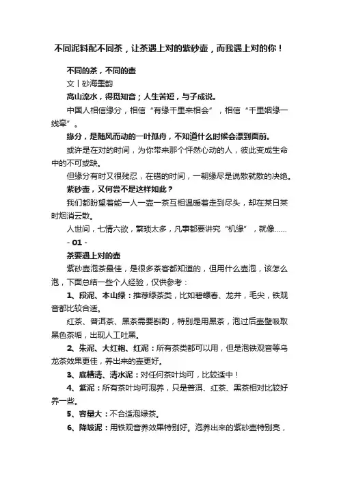 不同泥料配不同茶，让茶遇上对的紫砂壶，而我遇上对的你！