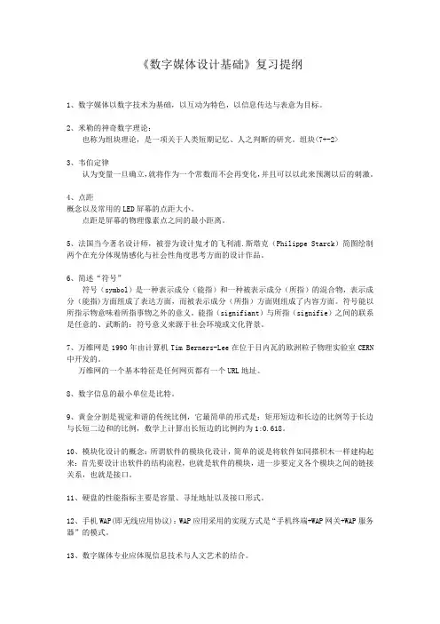 数字媒体技术复习提纲