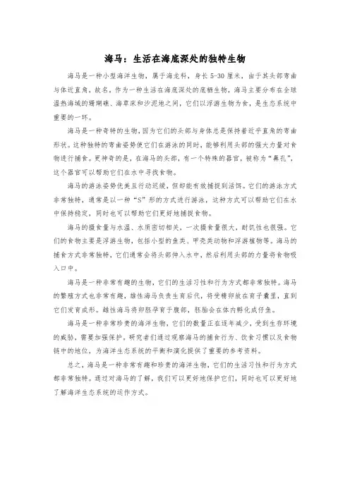 海马：生活在海底深处的独特生物