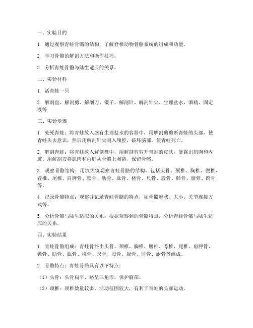 青蛙骨骼实验报告