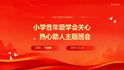 小学各年级, 学会关心,热心助人,主题班会ppt