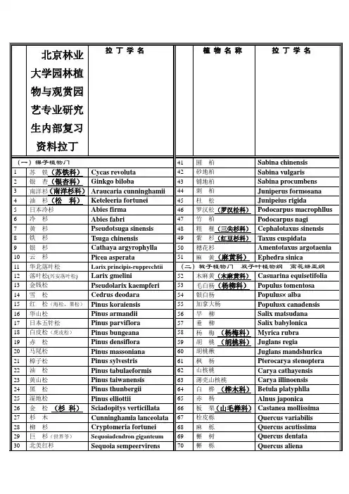 北京林业大学园林植物与观赏园艺专业研究生内部复习资料拉丁
