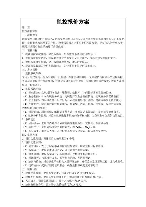监控报价方案