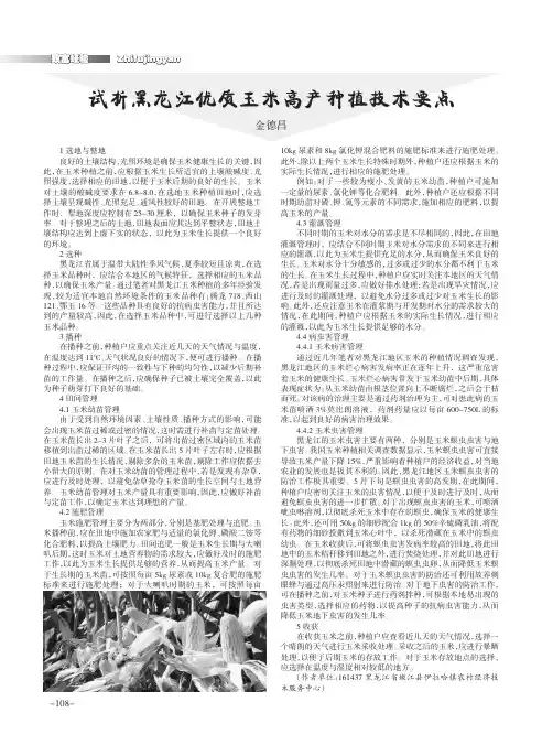 试析黑龙江优质玉米高产种植技术要点
