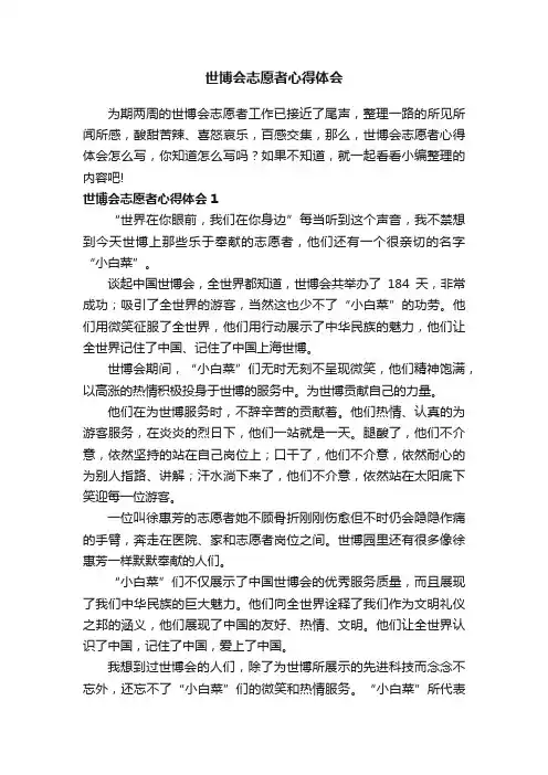 世博会志愿者心得体会2篇