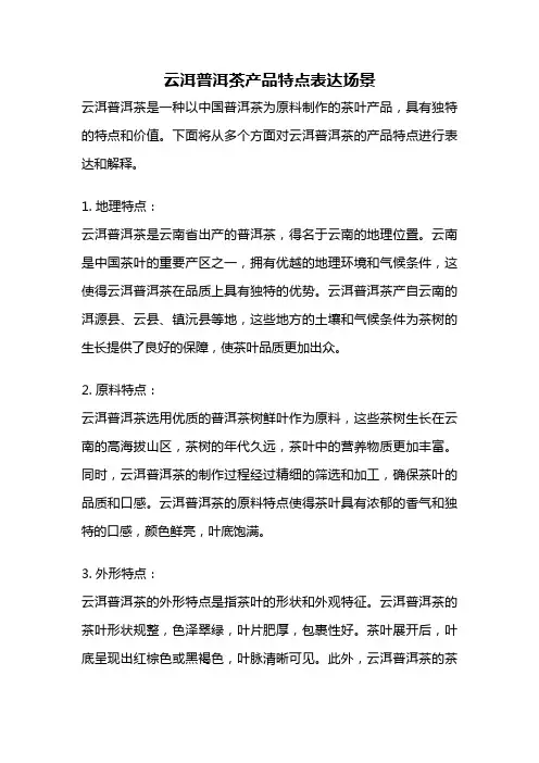 云洱普洱茶产品特点表达场景