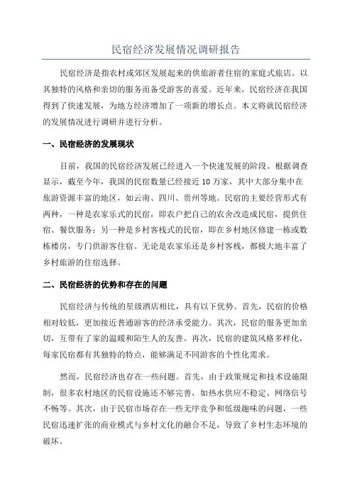 民宿经济发展情况调研报告