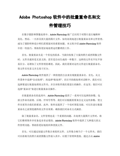 Adobe Photoshop软件中的批量重命名和文件管理技巧