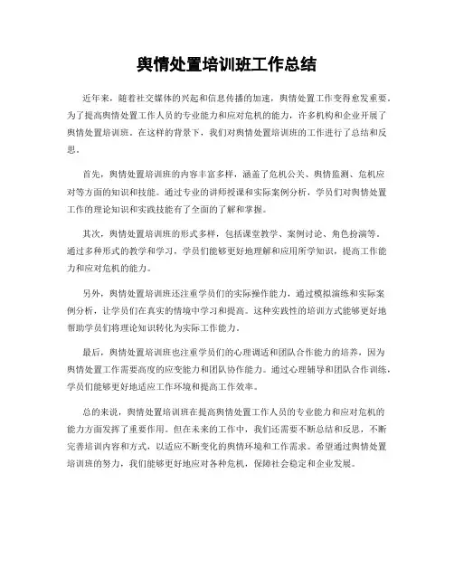 舆情处置培训班工作总结