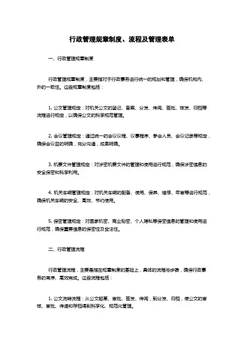 行政管理规章制度、流程及管理表单