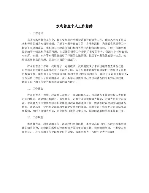 水利普查个人工作总结