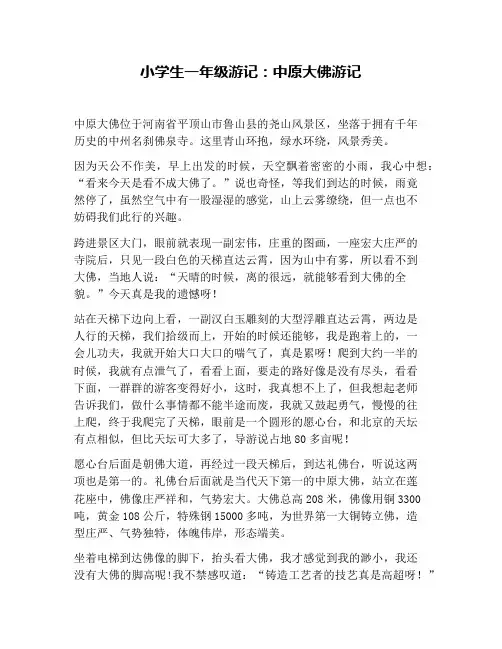 小学生一年级游记：中原大佛游记
