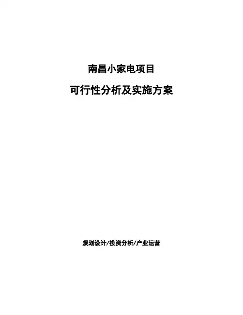 南昌小家电项目可行性分析及实施方案