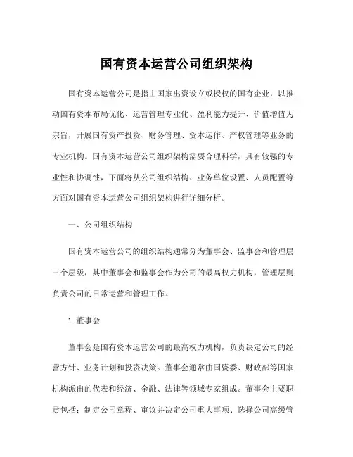 国有资本运营公司组织架构