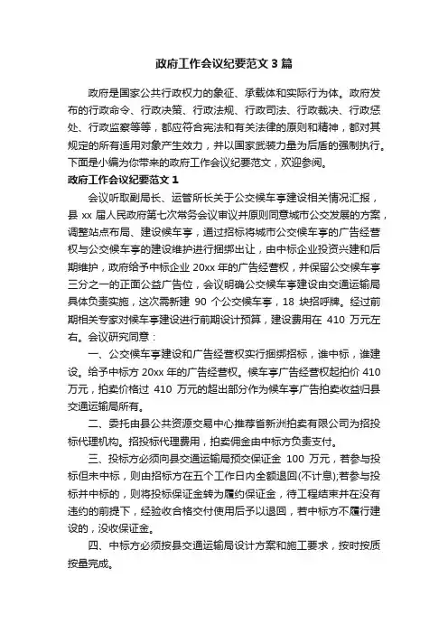 政府工作会议纪要范文3篇